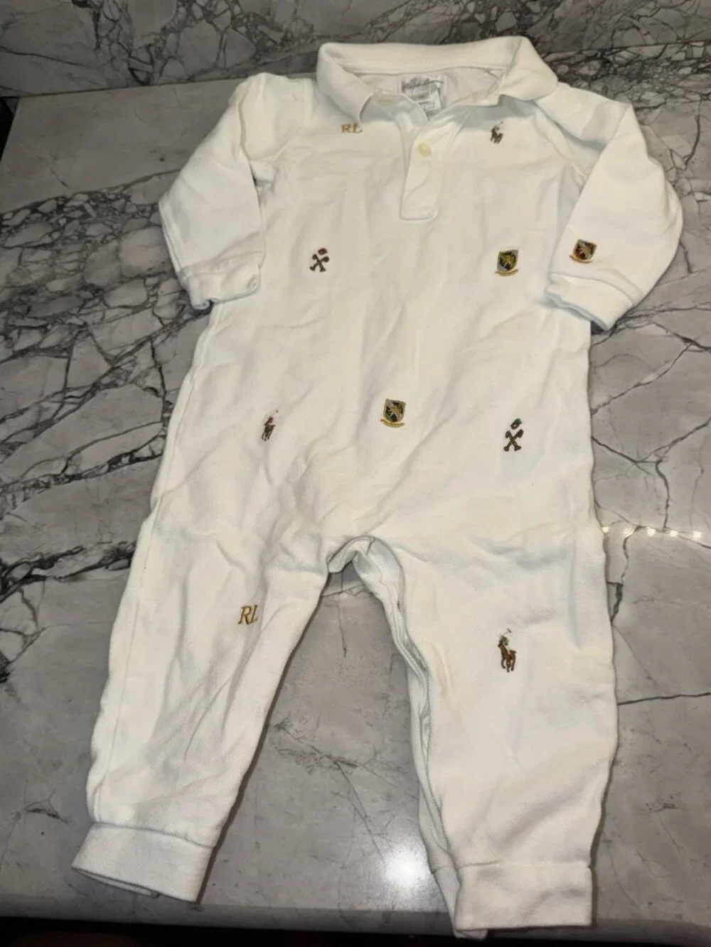 Polo Ralph Lauren Baby Boys 12 Months Embroidered Polo Cotton Coverall